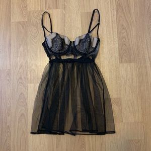 Victoria's Secret Black Sheer Lace Babydoll